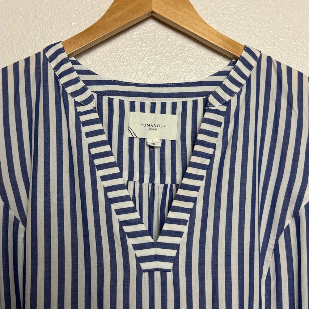 Pomander Kenzo Cotton Poplin Dress Blue White Mini Size Large - Picture 4 of 10